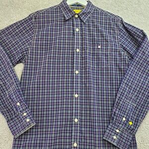Descendant of Thieves Mens Plaid Long Sleeve Button Up Shirt Blue‎ Purple Small